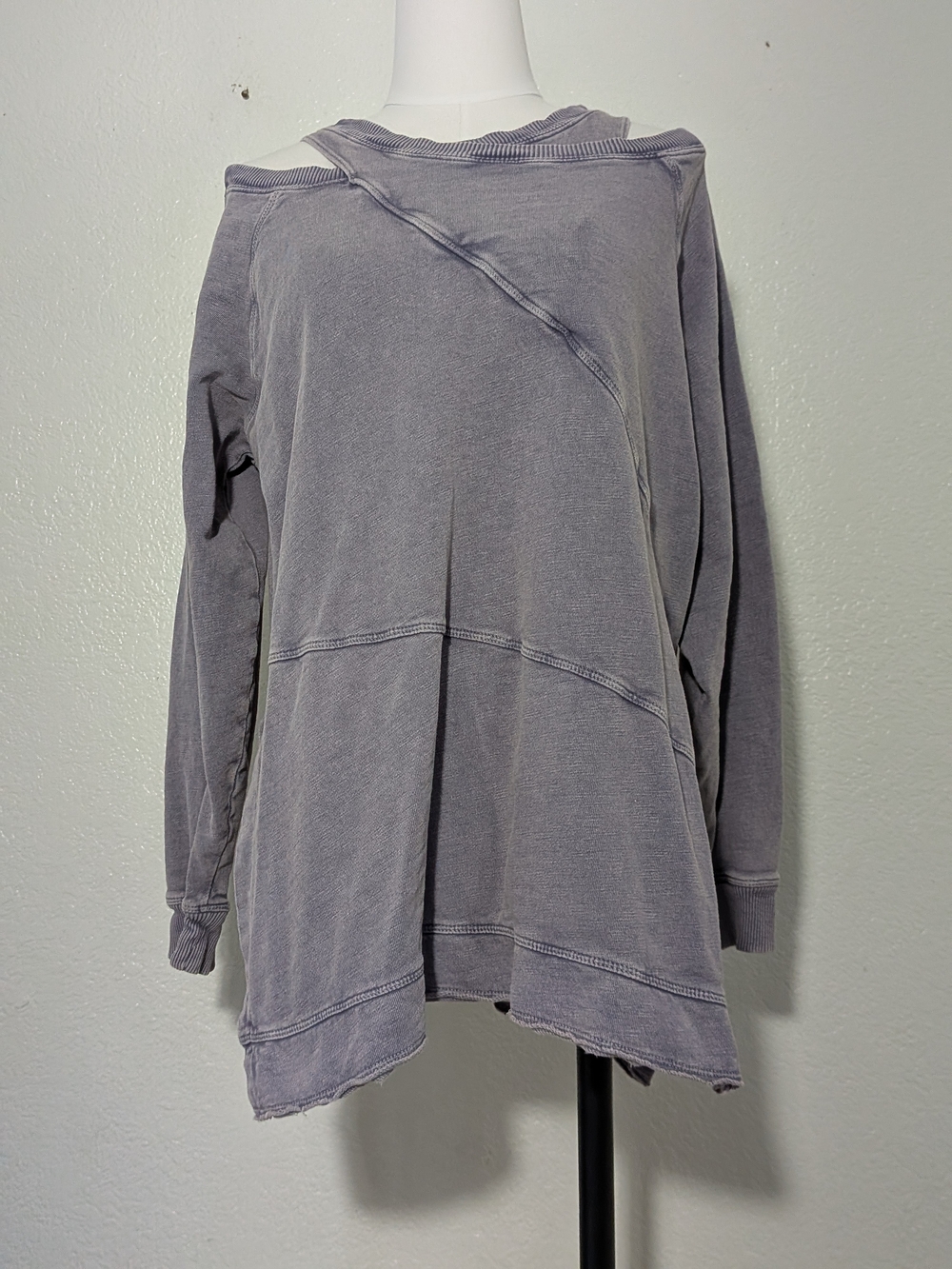 Pilcro Crisscross Acid Washed Purple Long Sleeve Pullover Oversizes Sm Sweater